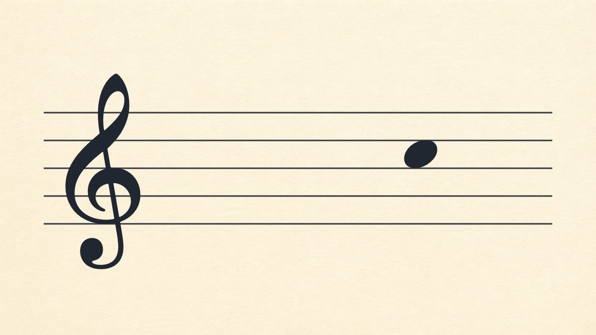 Treble clef staff with one natural note in the third space.