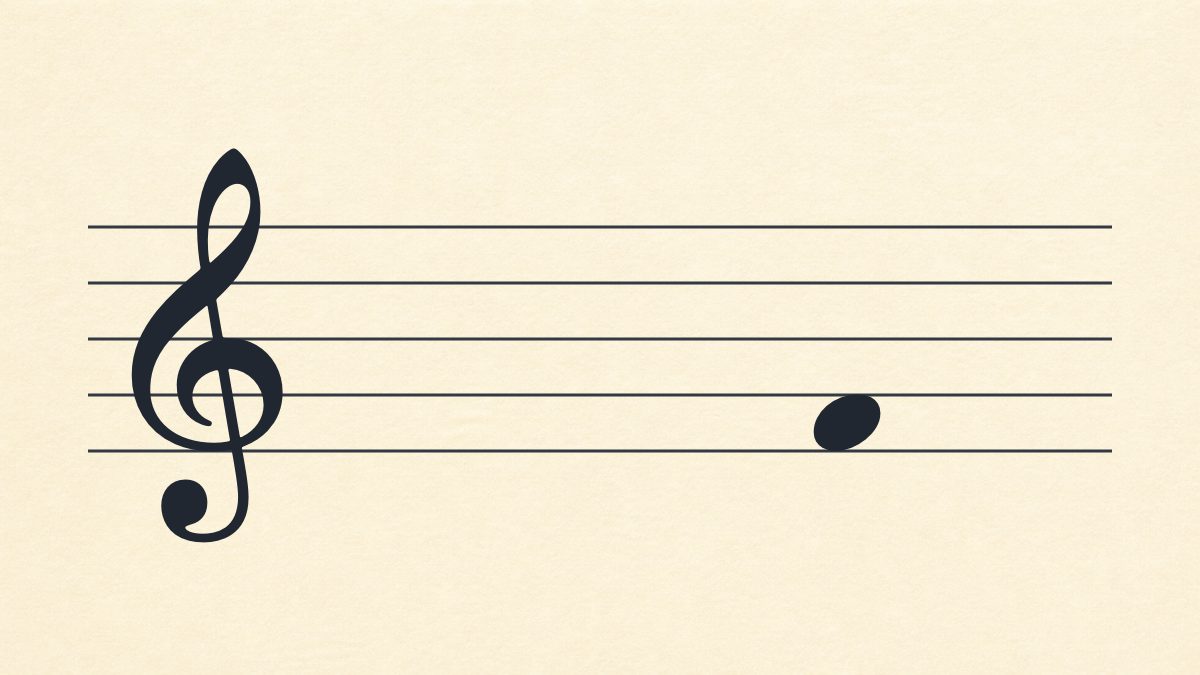 Treble clef staff with one natural note in the first space.